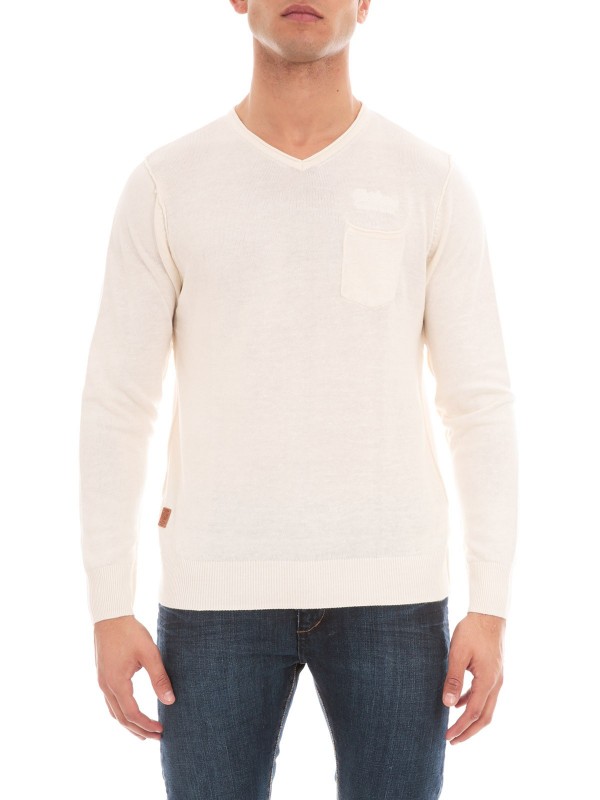 PULL V LIN AZARIA - Ecru