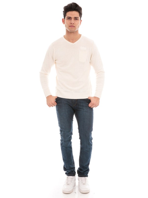 PULL V LIN AZARIA - Ecru