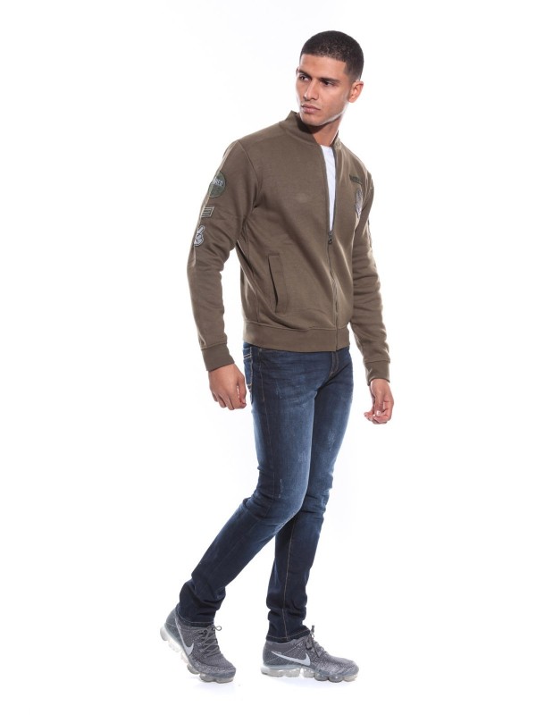 SWEAT ZIPPE WOLFIK - Kaki