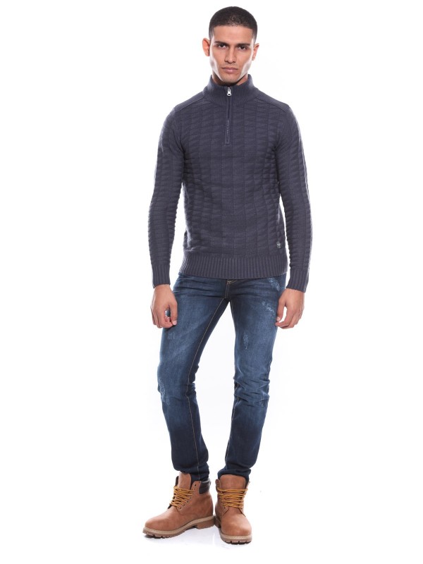 PULL COL MONTANT LAKDAR - Bleu
