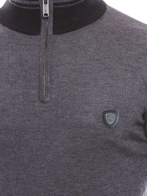 PULL COL ZIP LISIAN - Gris...
