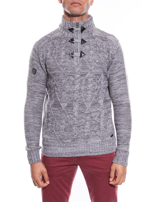 PULL COL ZIP LYVIO - Gris...