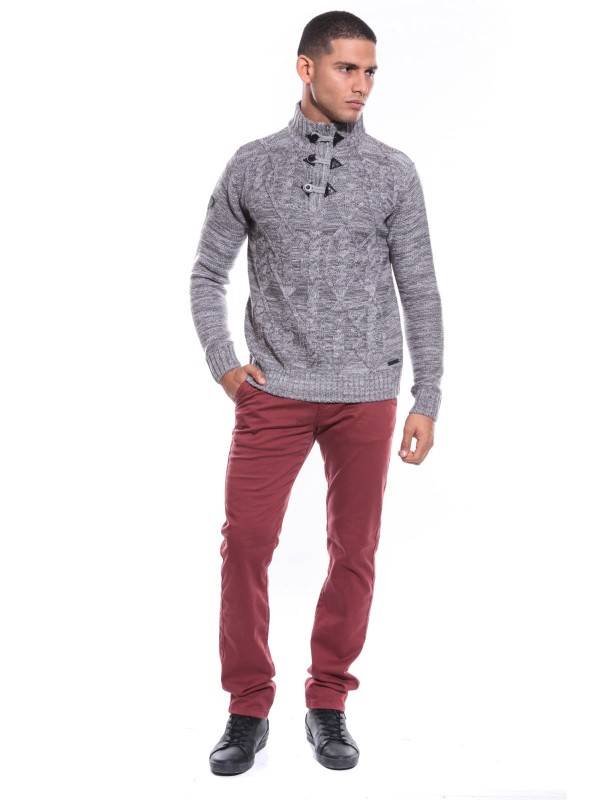 PULL COL ZIP LYVIO - Gris...