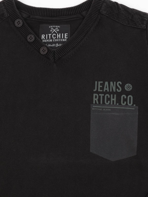 Pull col V LADWIN-J - Noir