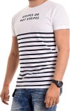 T-shirt col rond pur coton rayé message NORTINE