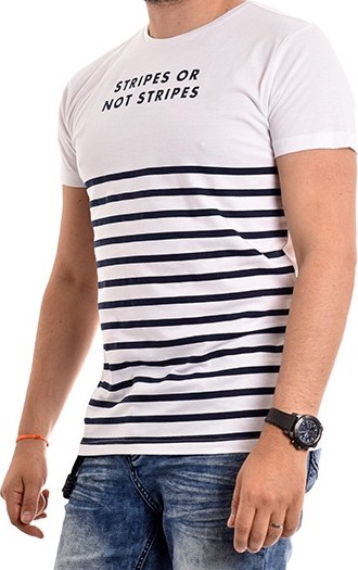 T-shirt col rond pur coton rayé message NORTINE