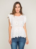 Top col rond broderies anglaises FOUE