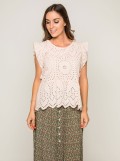 Top col rond broderies anglaises FOUE