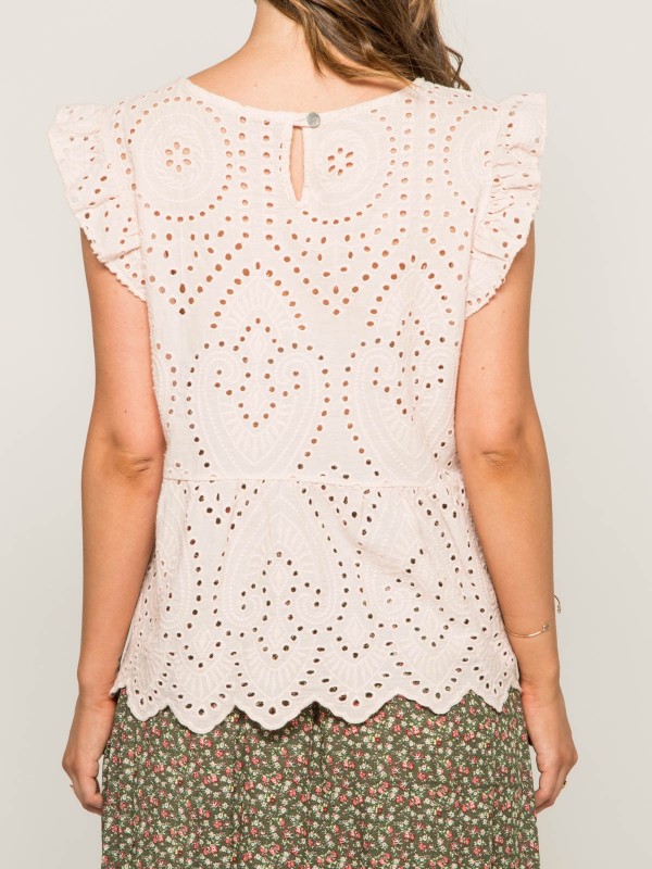 Top col rond broderies...