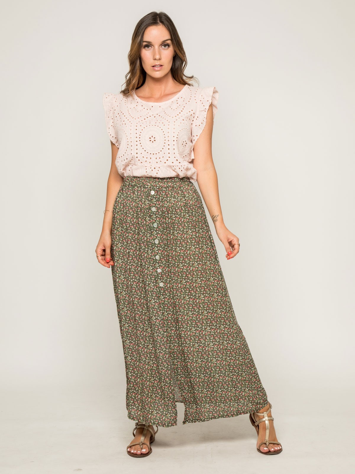 Top col rond broderies anglaises FOUE