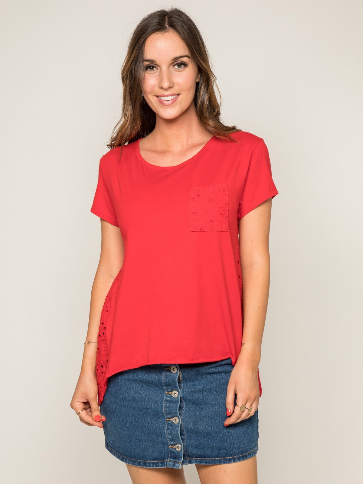 T-shirt col rond broderies anglaises FOCACIA