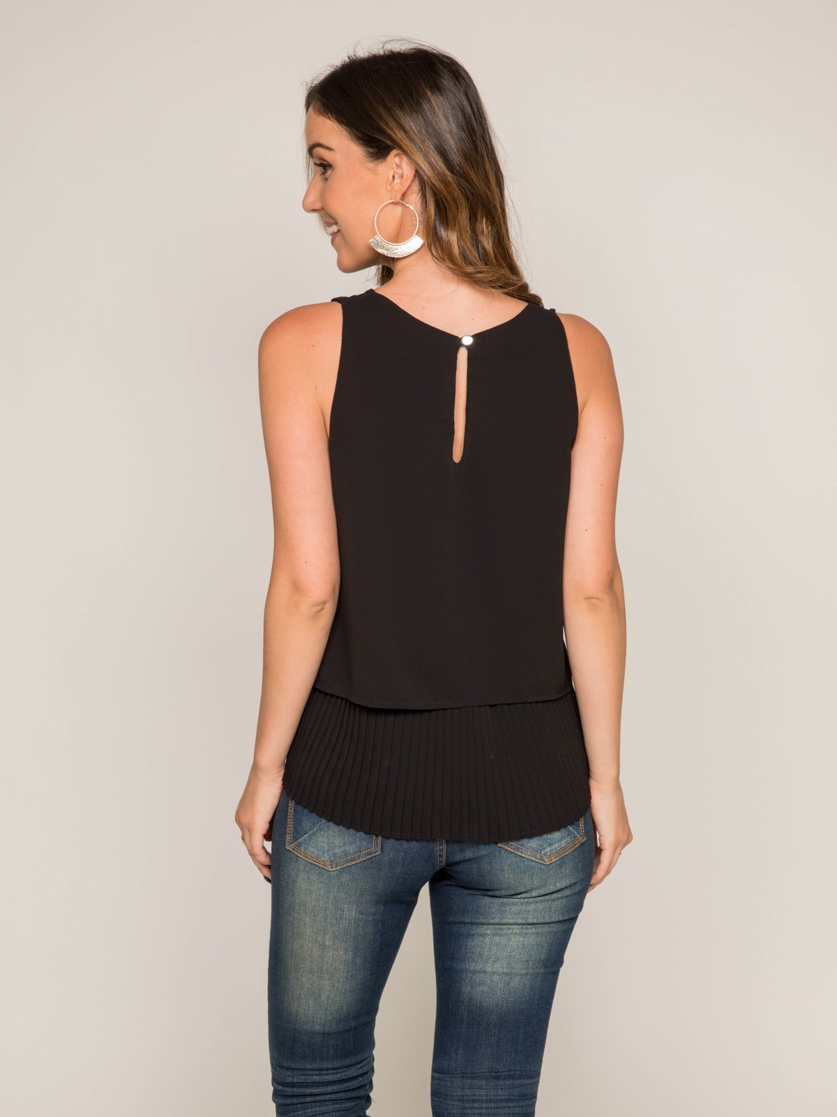 Top col rond tissu plissé FALBA