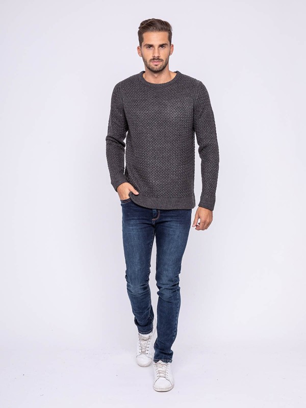 Pull col rond LUMARK - Gris...