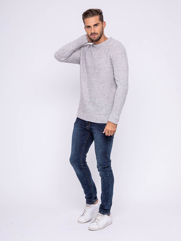 Pull col rond LUMARK - Gris...