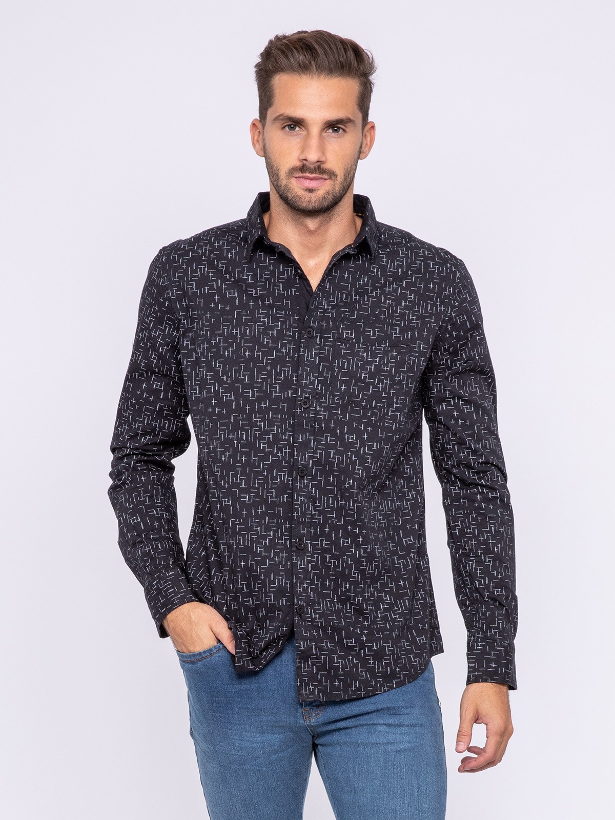 Chemise manches longues motif imprimé TYSON