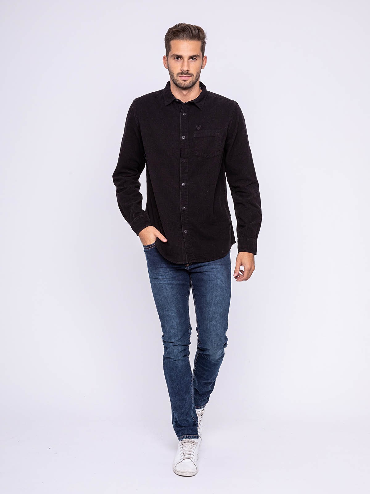 Chemise manches longues pur coton velours TRESOR