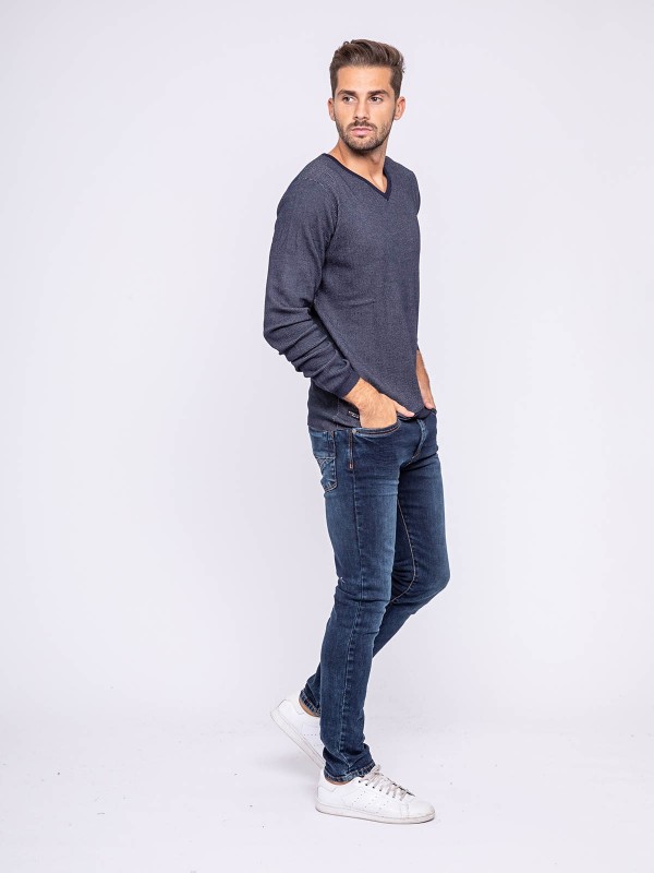 Pull col V LECHEDEK - Bleu...