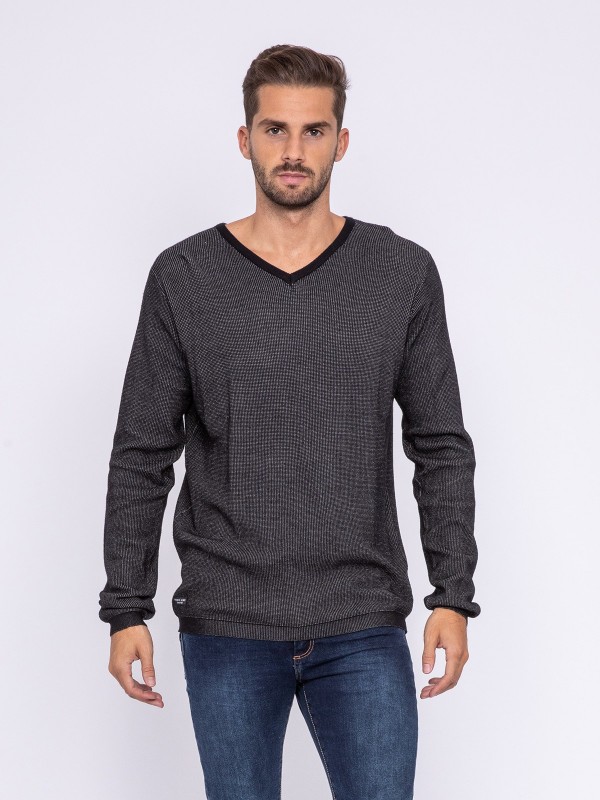 Pull col V LECHEDEK - Gris