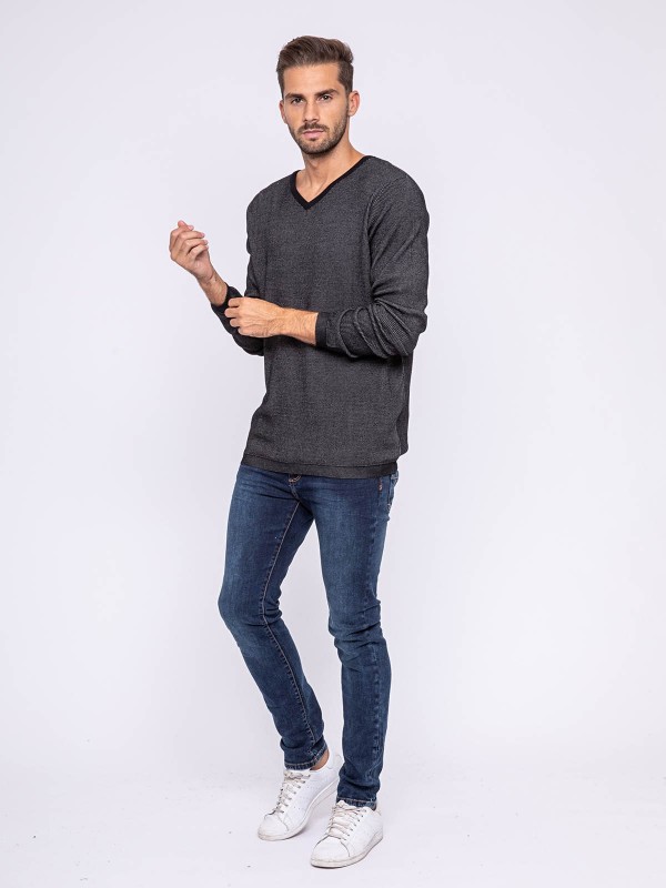 Pull col V LECHEDEK - Gris