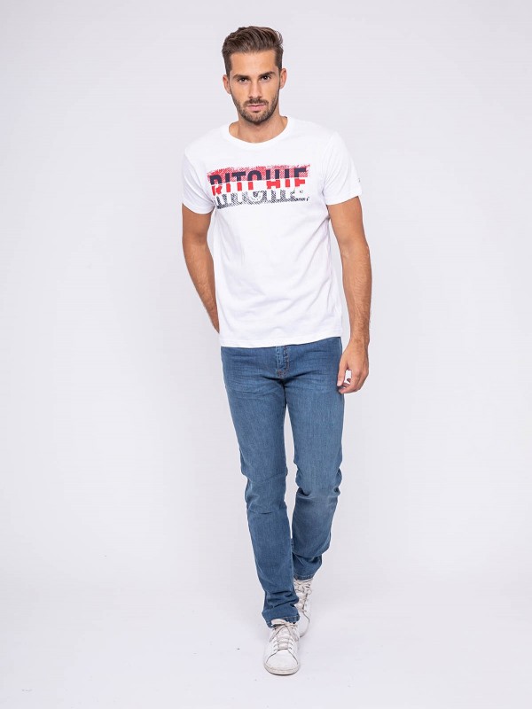 T-shirt col rond pur coton...