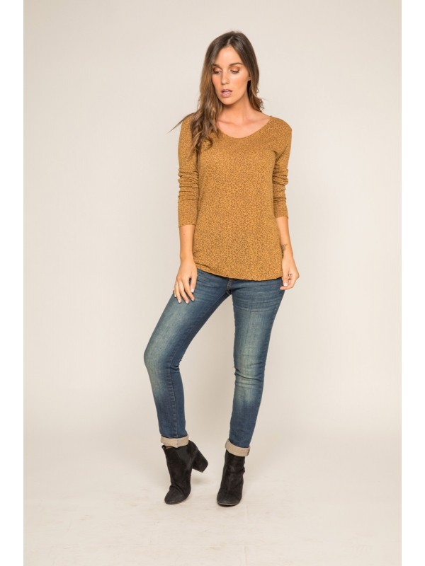 Pull fin col rond motifs KIMBA