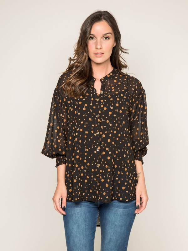 Chemise motifs ORIGAMI - Noir