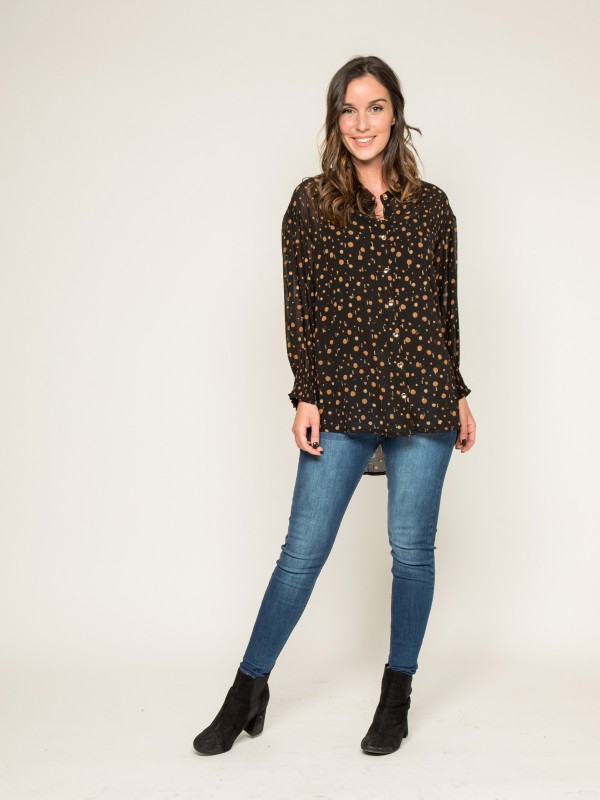 Chemise motifs ORIGAMI - Noir