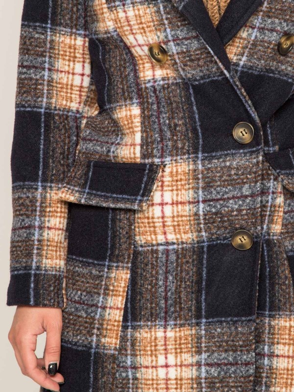 Manteau court carreaux URANI