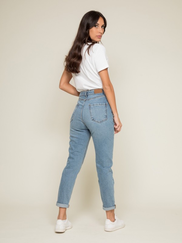 Jean mom slim EDONIS - Bleu...