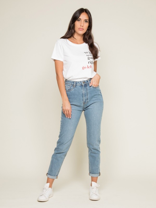 Jean mom slim EDONIS - Bleu...