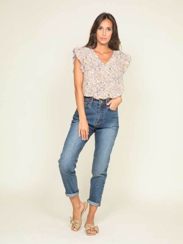 Jean mom slim EDONIS - Bleu...