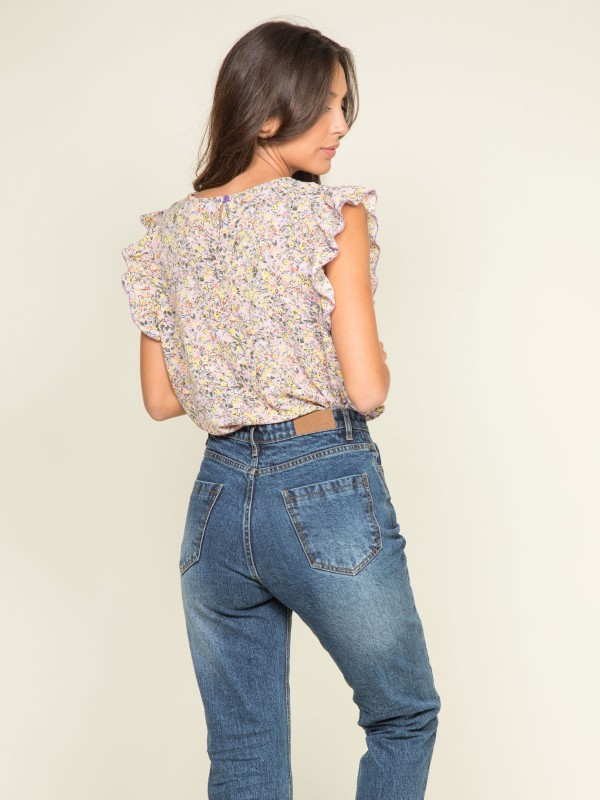 Jean mom slim EDONIS - Bleu...