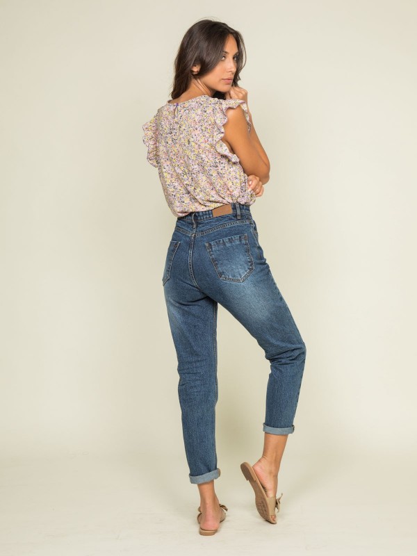 Jean mom slim EDONIS - Bleu...
