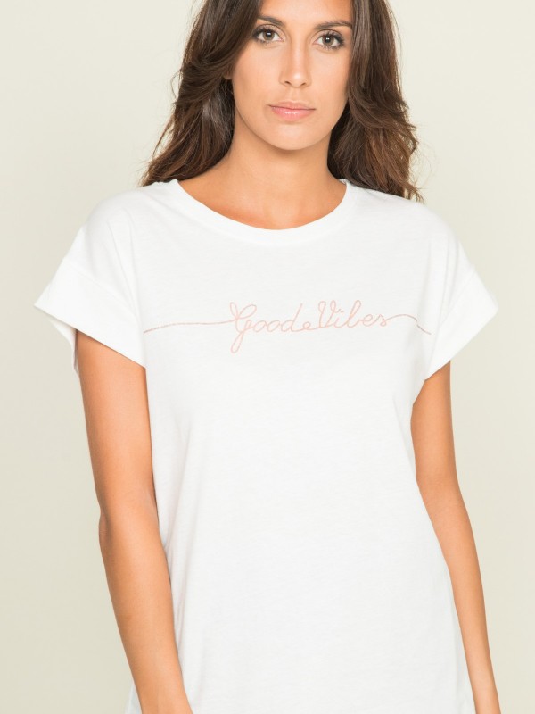 T-shirt col rond message...