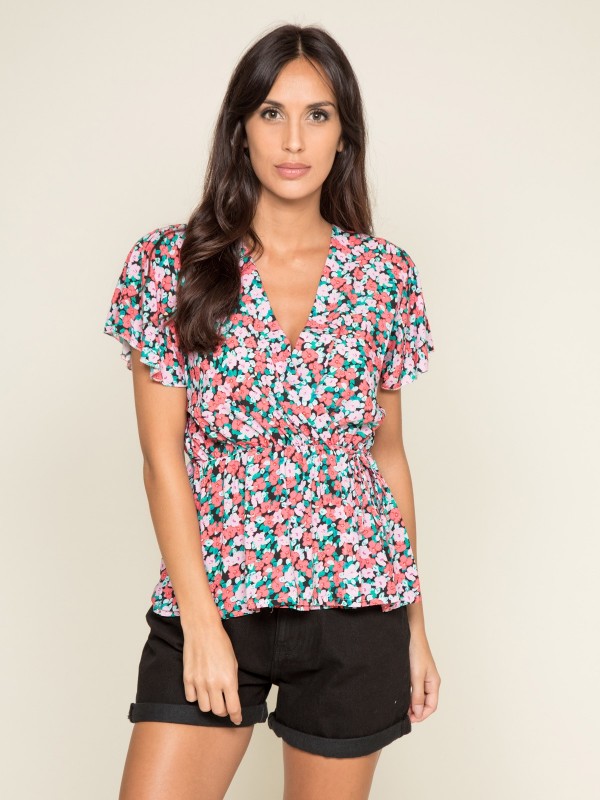Top fluide motifs FUSHIA -...