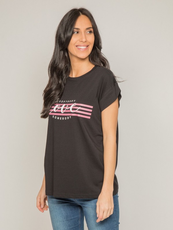 T-shirt col rond message...