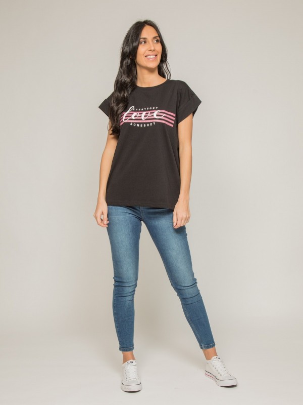 T-shirt col rond message...