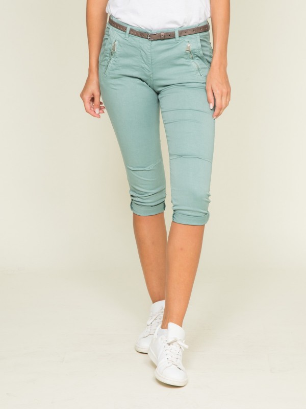 Pantacourt chino XELENA - Vert