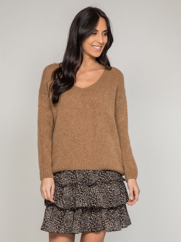 Pull col V KYO - Beige