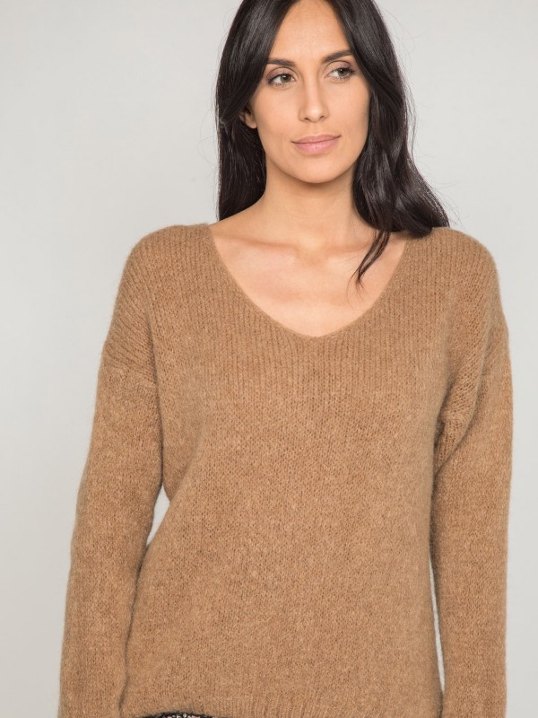 Pull col V KYO - Beige