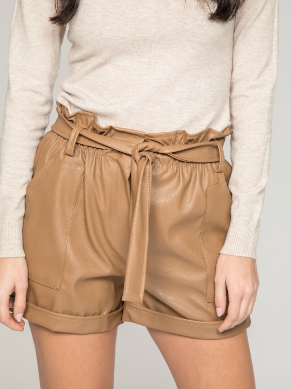 Short similicuir XATEN - Beige