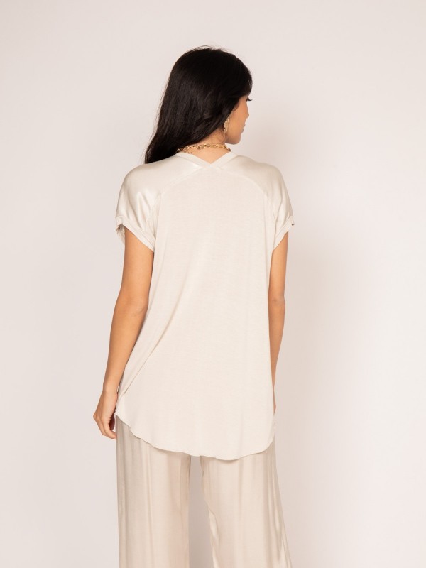 T-shirt col V satin FENTA -...