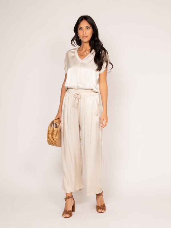 T-shirt col V satin FENTA -...