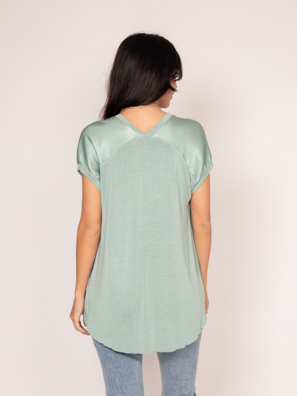T-shirt col V satin FENTA -...