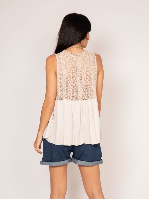 Top dentelle FLOA - Beige