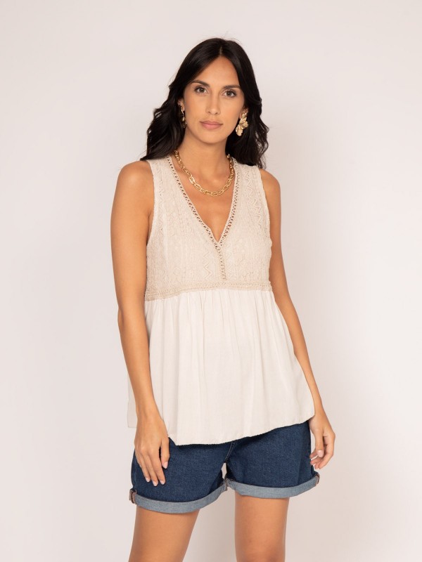 Top dentelle FLOA - Beige