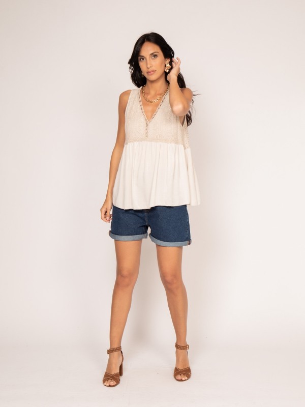 Top dentelle FLOA - Beige