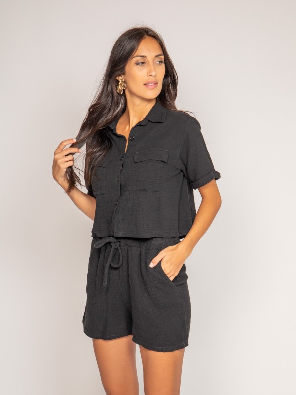 Chemise courte gaze de...