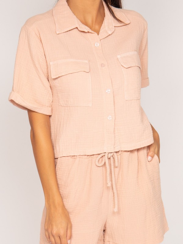 Chemise courte gaze de...