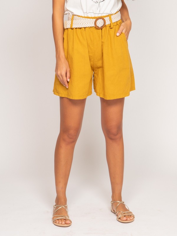 Short en lin XIGN - Jaune...